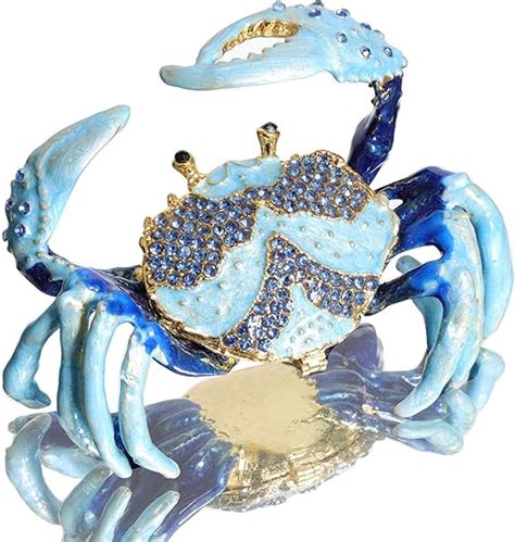 metal crab trinket box|Waltz&F Blue Crab Metal Ring Holder Jewelry Box .